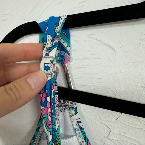 Spanx Assets Blue & Green Floral Paisley One Piece Swimsuit Womens XL Modest - Picture 6 of 13